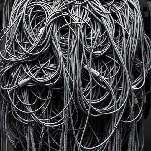 A tangled mess of cables, representing debt.