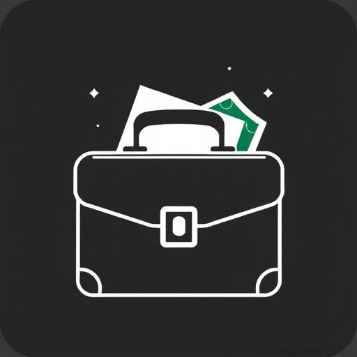 Financial Planning icon: a briefcase with money and a document.