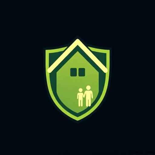Insurance icon: a shield protecting a house and family.